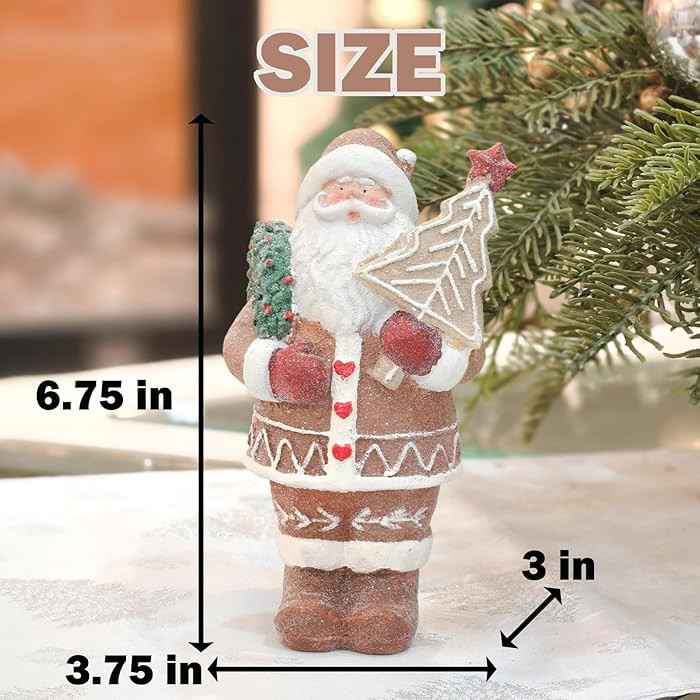 Gingerbread Santa Claus Figurines Gingerbread Christmas Decorations Indoor Resin Santa Figurines ... | Amazon (US)