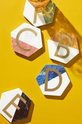 Colorblocked Monogram Coaster | Anthropologie (US)