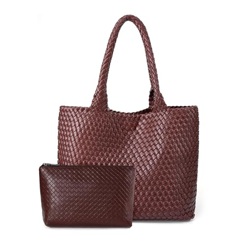 MELOLILA Woven Purses for Women Large Designer Purse Large Woven Tote Bag Weave Leather Handbag | Amazon (US)