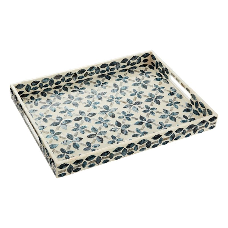 Blue Mosaic Patterned Decorative Tray, 16x12 | At Home