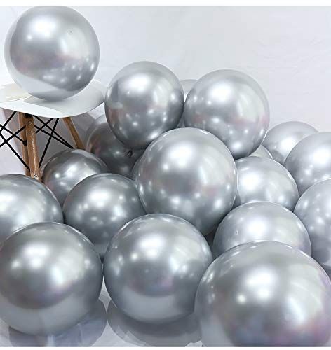 BALONAR 3.2g 100pcs Metallic Chrome Balloon in Silver for Wedding Birthday Party Decoration (Silver) | Amazon (US)