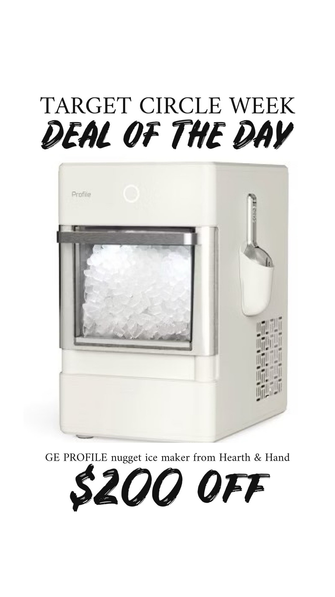 Target circle week 🎯 ⭕️ 
Deal of the day
$200 off GE profile nugget ice maker by Hearth & Hand 
Great Christmas gift idea 

#LTKSaleAlert #LTKHome