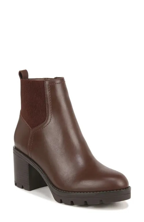Naturalizer Verney Block Heel Waterproof Bootie in Chocolate Leather Brown at Nordstrom, Size 10 | Nordstrom