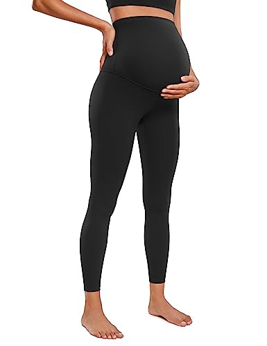CRZ YOGA Womens Butterluxe Maternity Leggings Over The Belly 25" - Buttery Soft Workout Activewear Yoga Pregnancy Pants Black Medium | Amazon (US)