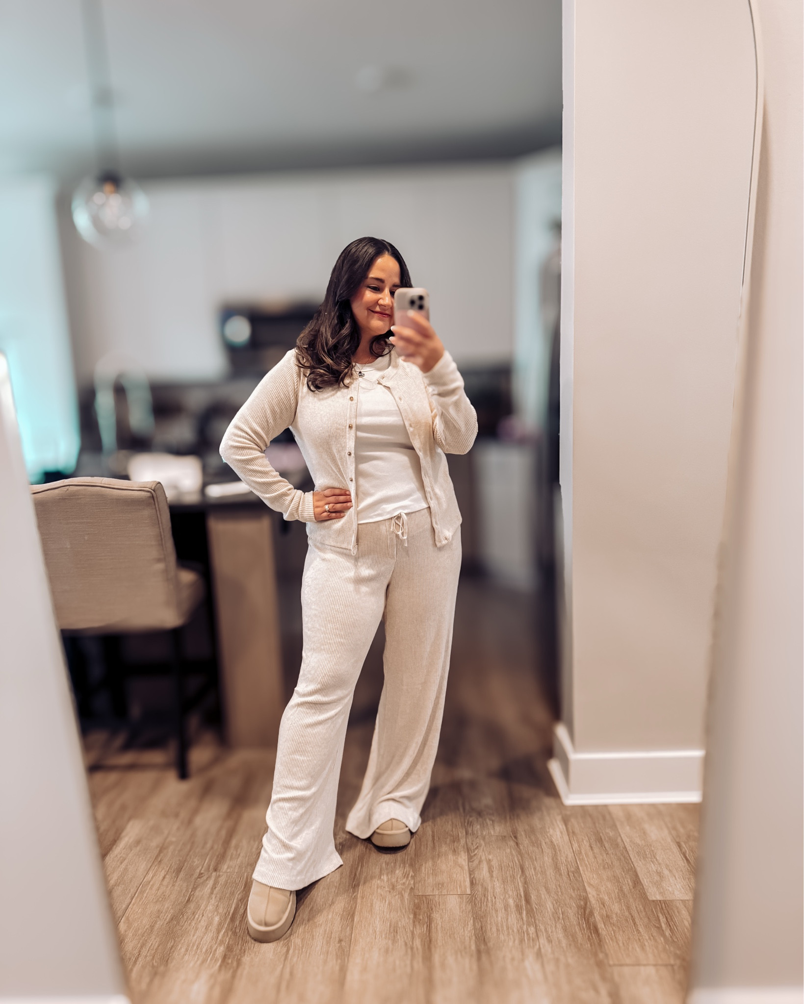 Comfy loungewear you’ll wear on repeat! 

Size down 1-2 sizes in the ribbed lounge pants.

Platform slipper, cardigan, white tshirt, comfy bra, midsize, plus size, neutral outfit, petite, mom outfit, maternity outfit, stretchy pants, target style

#LTKPlusSize #LTKPetite #LTKMidsize