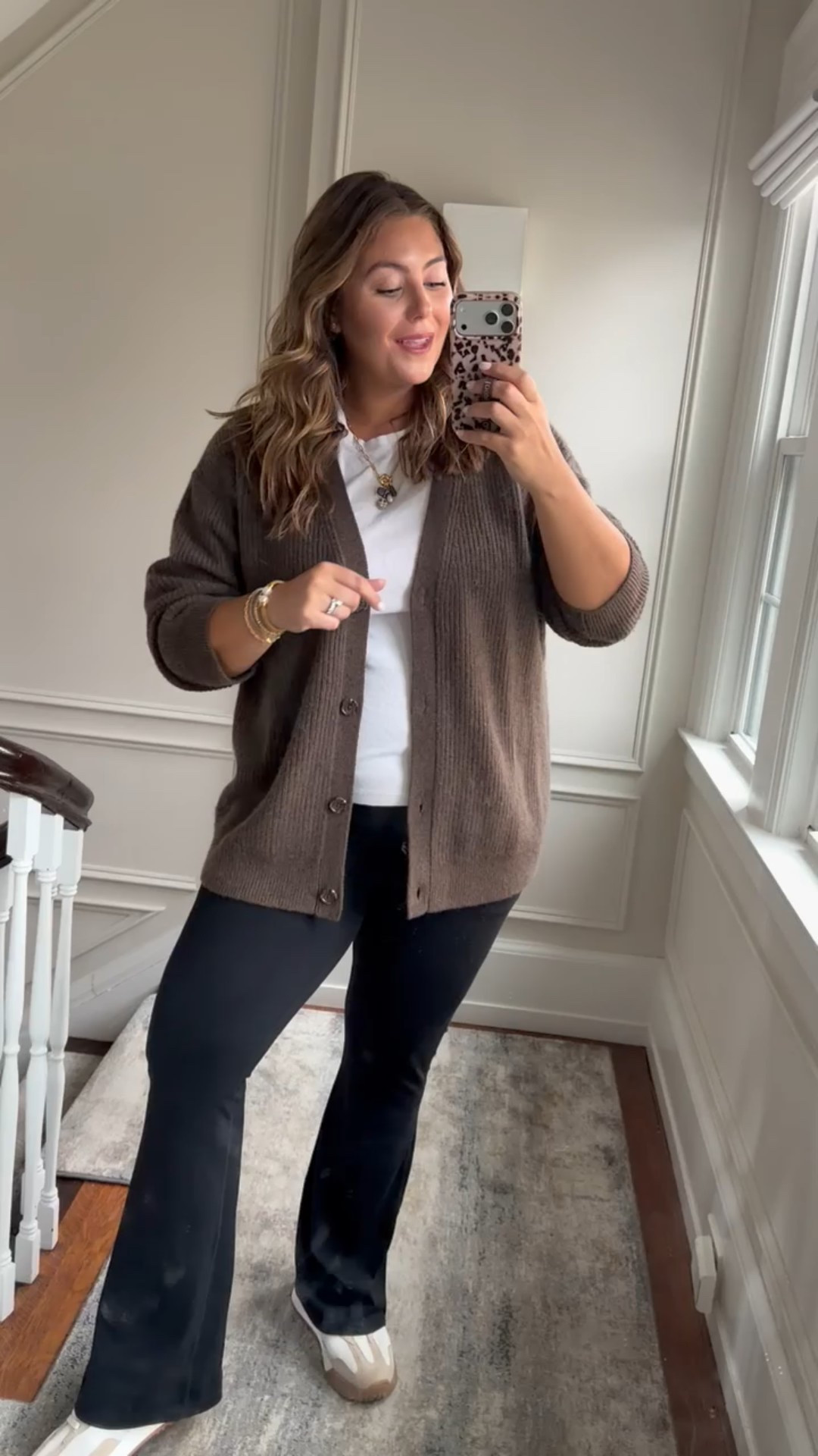 Wearing size XL in cardigan, XXL tall in t-shirt, XL in leggings. 

#LTKPlusSize #LTKSeasonal #LTKootd