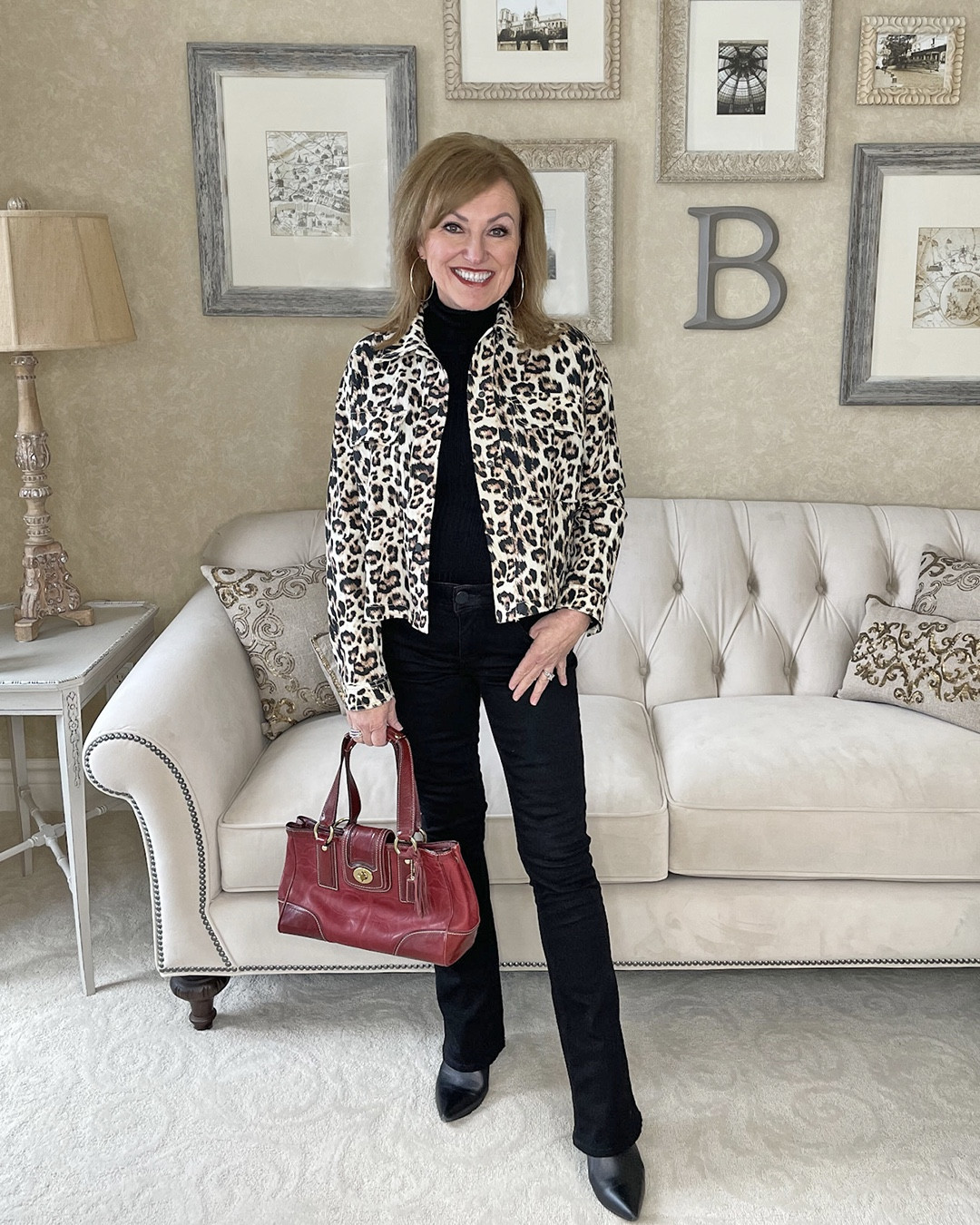 How do you feel about the leopard trend?  Do you like a little or do you like a lot?  For me, I lean towards using leopard as an accent piece, in smaller doses.  But there are occasions when I like a little bit more, like this leopard jacket from  zara.  I like that it’s a little more casual and I will wear it more often that way.

When you scroll through the photos, you’ll see smaller pieces that I’ve added to my closet.  The first is my leopard handbag from Kate Spade. I intentionally created a black and brown outfit so that my bag would be the center of attention.

For my jeans and black turtleneck, I added leopard sneakers.  They add an element of fun and they are a great transitional shoe to get us from winter to spring.


#LTKStyleTip #LTKOver40 #LTKSeasonal