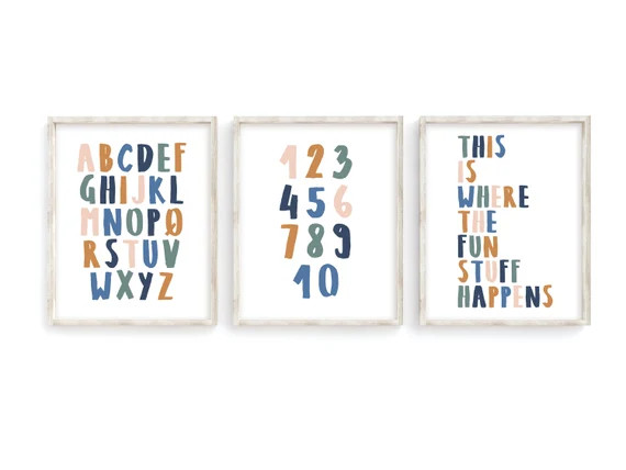 Playroom decor, Kids wall art, Where the fun stuff happens, Playroom prints, Nursery quotes, Alph... | Etsy (US)