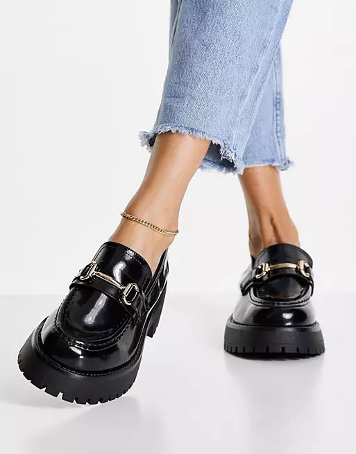 ASOS DESIGN Wide Fit Monster chunky loafers in black | ASOS (Global)