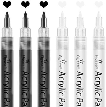 Acrylic Paint Pens ,6 Pack Black White Paint Markers, Paint Pens for Rock Painting Stone Ceramic Gla | Amazon (US)