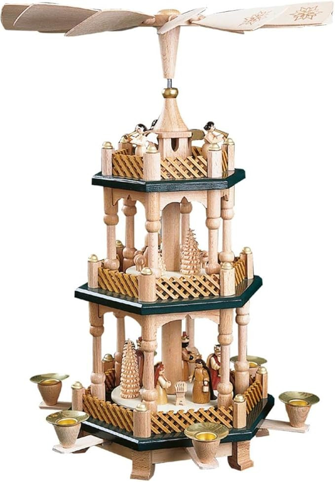 16732 Richard Glaesser Pyramid-3 Tiers-Nativity Scene, Wise Men, Shepherds and Angels-17 H W x 12... | Amazon (US)
