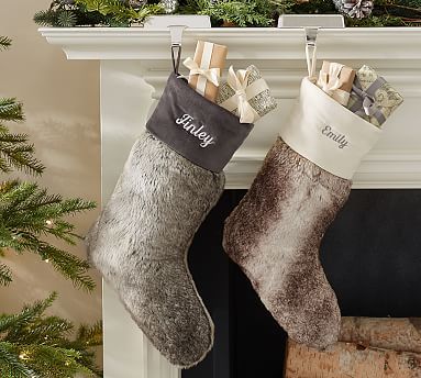 Personalized Faux Fur Stockings - Ombre | Pottery Barn (US)