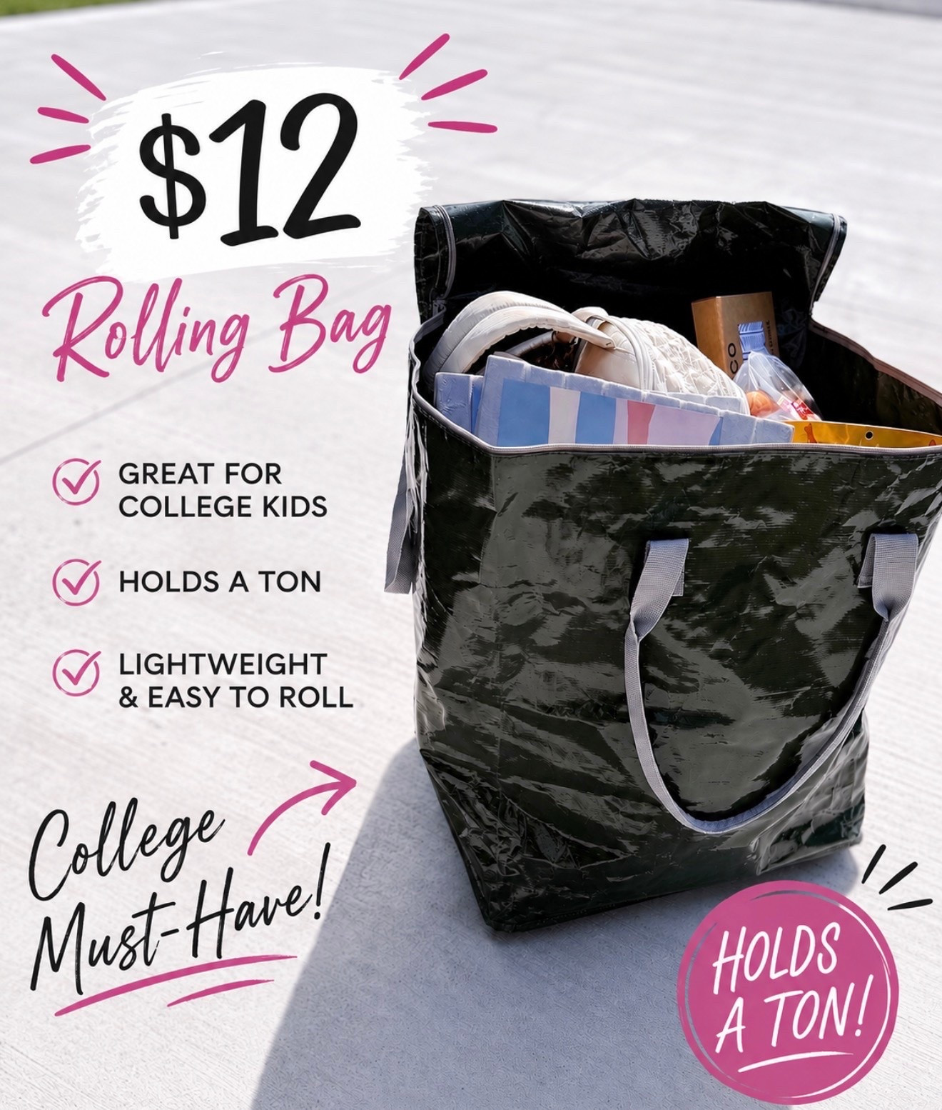 If you have a kiddo heading off to college grab one of these $12 rolling bags. Holds a TON and is way more affordable than the Hulken bag ($125).

#LTKSeasonal #LTKmomlife