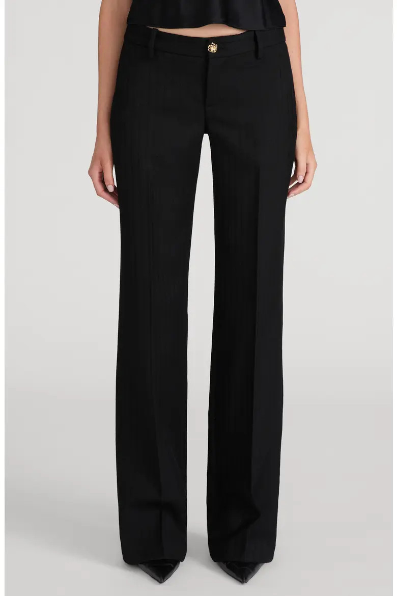 FRAME The Low Trouser Wool Pants in Black Shadow Stripe at Nordstrom, Size 0 | Nordstrom