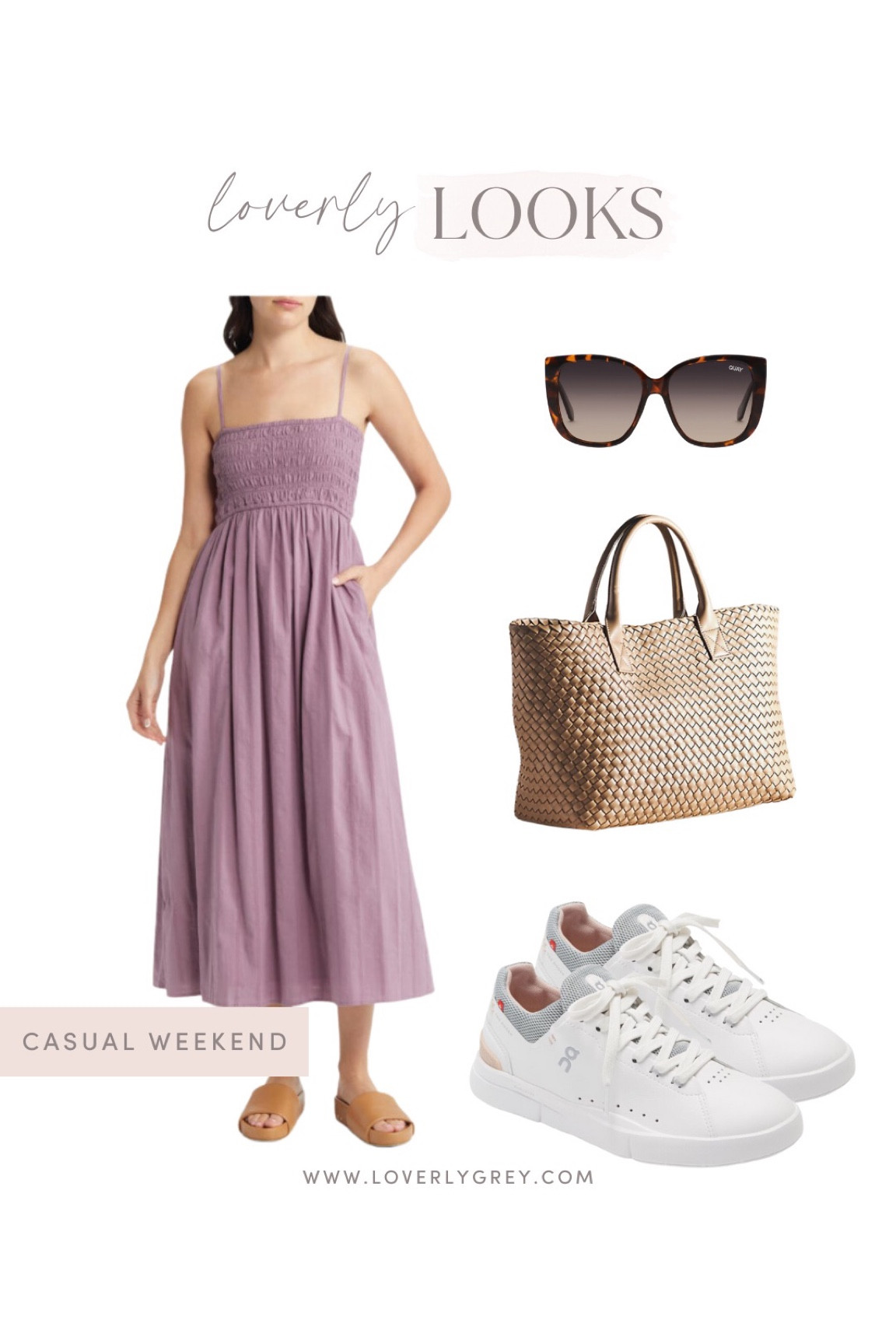 Loverly grey casual weekend look! Pair a midi dress with sneakers and a woven handbag. 

#LTKunder100 #LTKstyletip #LTKSeasonal
