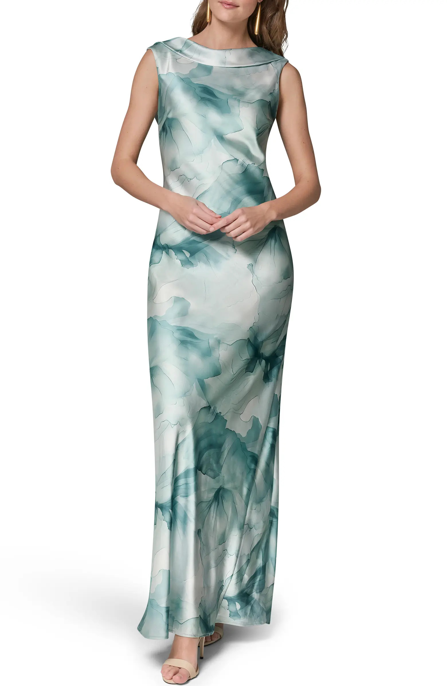 Floral Print Satin Gown | Nordstrom
