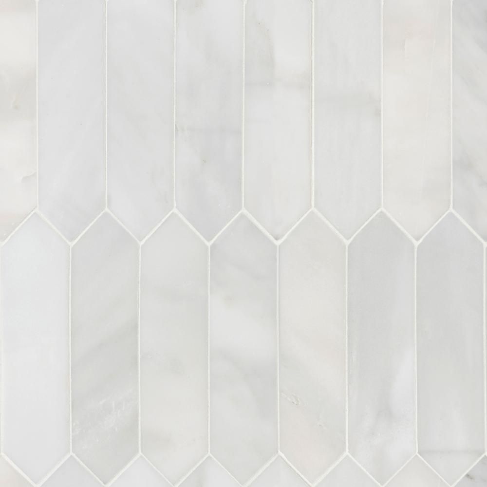 MSI Arabescato Carrara Picket 10.63 in. x 12 in. x 10mm Honed Mesh-Mounted Mosaic Marble Tile (8.9 s | The Home Depot
