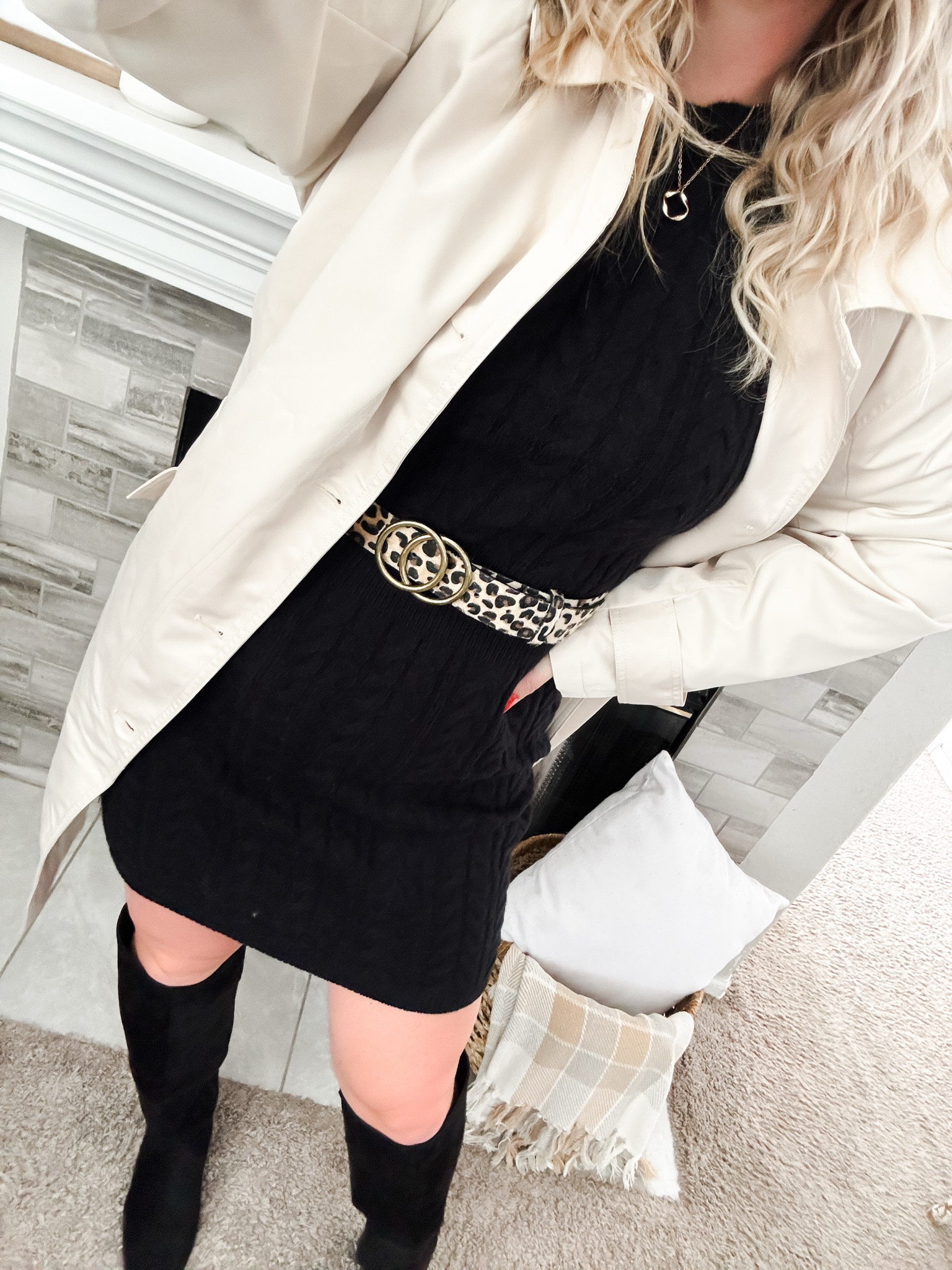 Black sweater dress with leopard print belt, trench coat, and black knee high boots








Winter outfit
Winter fashion
Amazon winter outfits
Trending winter fashion 
 casual winter outfits | winter fashion | size 4-6 | cold weather outfits | winter outfit ideas | layering outfit for the cold| winter fashion 2025 | outfit inspo | outfit ideas | winter outfits amazon  | casual outfit Ideas  | Outfits | Amazon Casual Outfit | Cute casual outfits | Preppy Outfit 

#LTKFindsUnder50 #LTKPetite #LTKHoliday