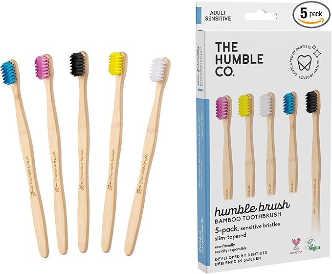The Humble Co. Bamboo Toothbrushes (5pk) – Toothbrushes for Superior Oral Care, Dental Hygiene,... | Amazon (US)