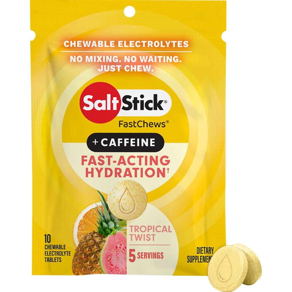 SaltStick FastChews with Caffeine - 10 Count Packets Tropical Twist, 12 Packets | Backcountry