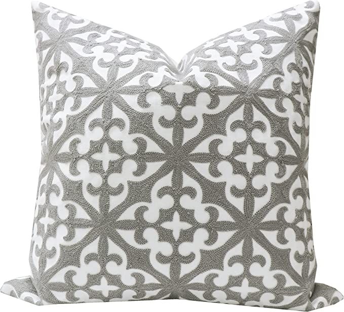 Slow Cow Embroidery Decorative Throw Pillow Cover Grey Kaleidoscope Design Pattern Cushion Cover ... | Amazon (US)