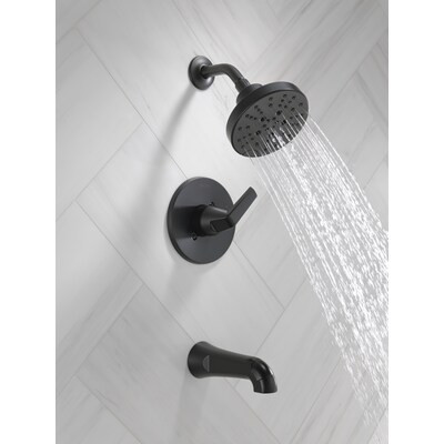 Delta Sparrow Matte Black 1-handle Multi-function 6-in Round Bathtub and shower Faucet | Lowe's