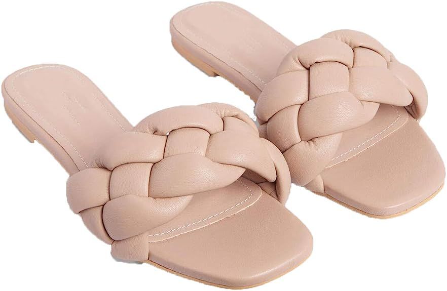 2022 new summer solid color slippers increase woven shoes women sandals.It comes in khaki, orange... | Amazon (US)