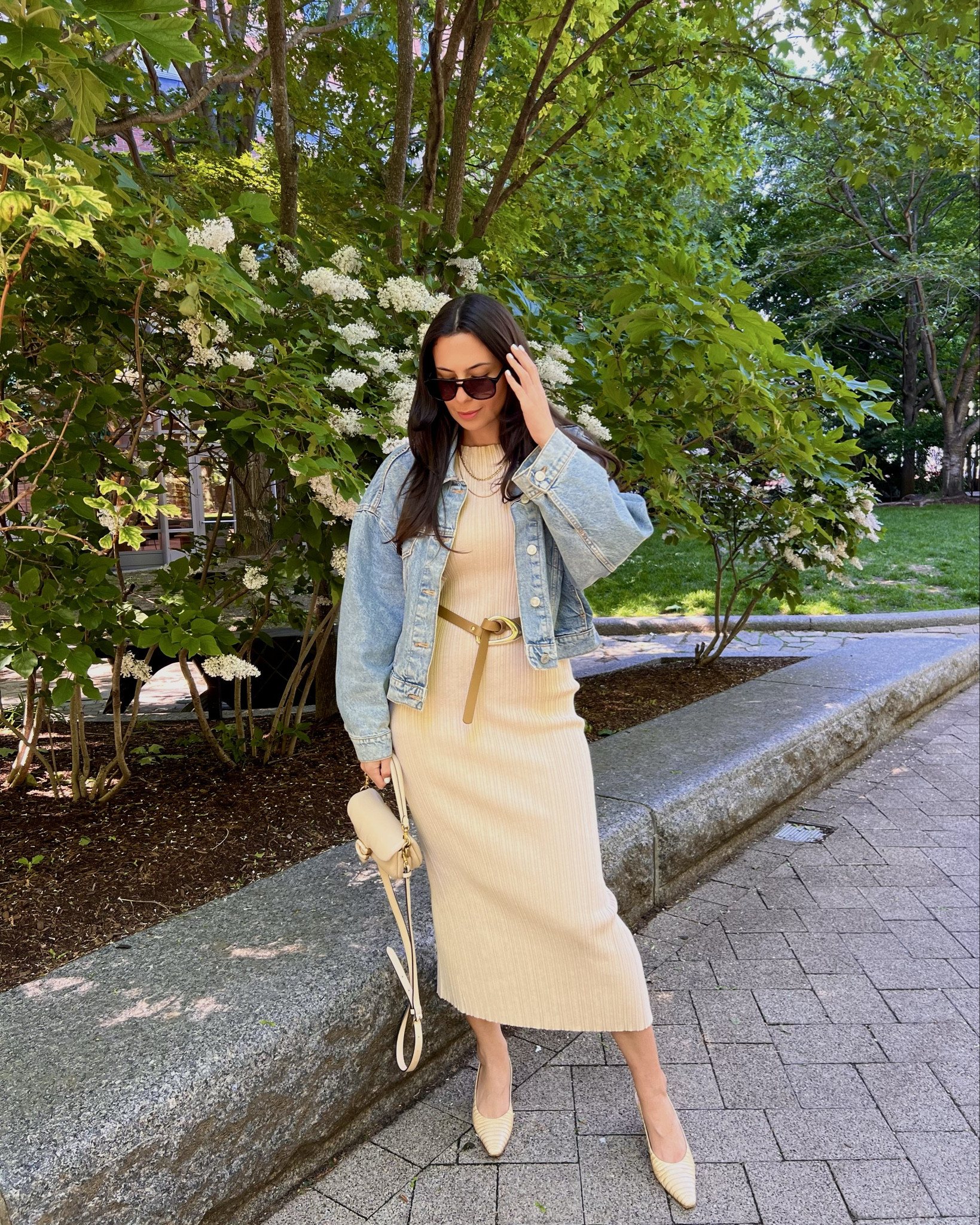 Spring style, summer style, midi dress, capsule wardrobe, denim jacket, elevated casual style, beige dress, summer outfit ideas, summer outfit inspiration, neutral outfits 

#LTKFindsUnder100 #LTKSummerEdit