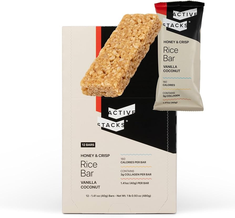 Crisp Rice Snack Bars - Honey, Vanilla, Coconut Flavor - 12 Count Pack of Clean Energy, Crunchy C... | Amazon (US)