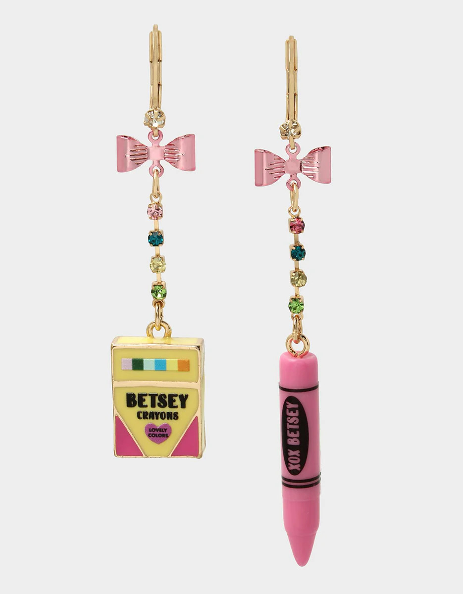 BACK TO SCHOOL CRAYON EARRINGS PASTEL MULTI | Betsey Johnson