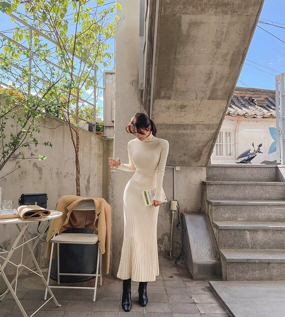 Spring Autumn Women's Dress Korean Retro Solid Color - Etsy | Etsy (US)