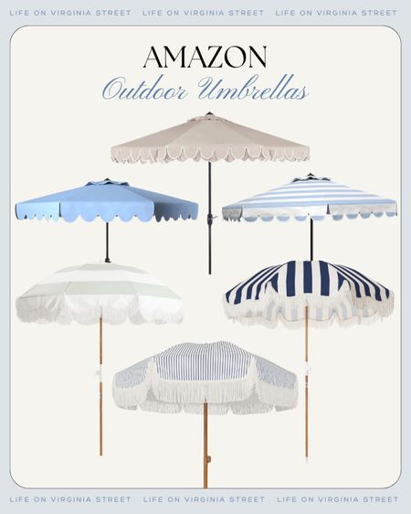 Loving these outdoor umbrella options for your pool or patio from Amazon! These umbrellas give coastal chic, New England and Palm Beach vibes to your space! We’ve actually owned all of the scalloped styles over the years and loved them!
.
#ltkhome #ltkseasonal #ltksalealert #ltkstyletip

#LTKsalealert #LTKhome #LTKSeasonal