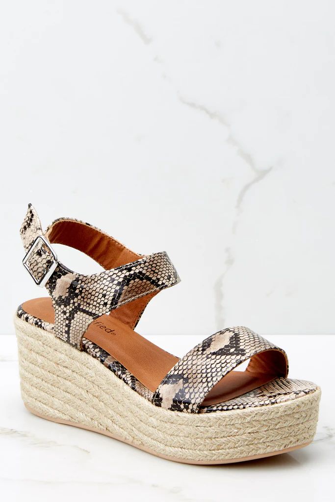 Need A Raise Beige Snake Print Wedges | Red Dress 