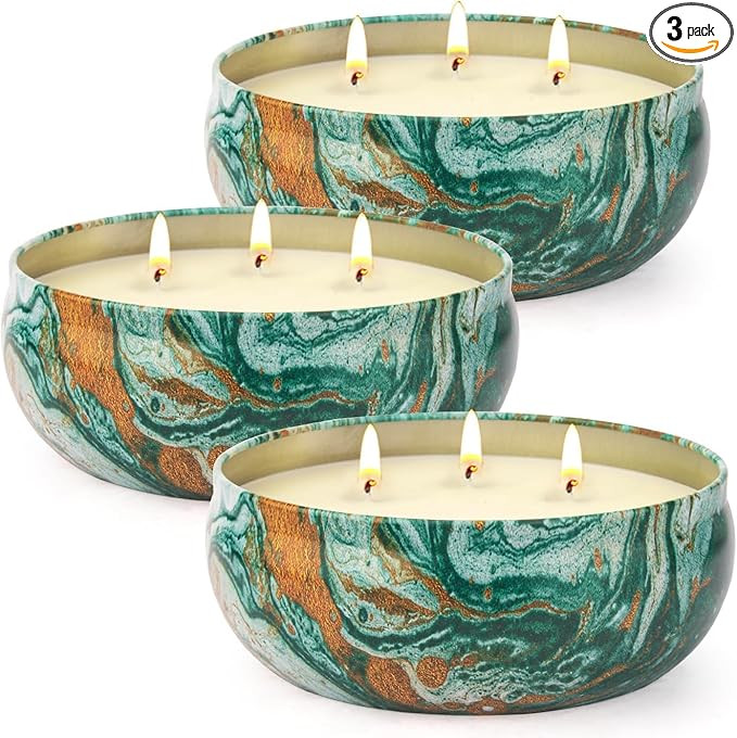 Citronella Candles Outdoor – 3 Pack x 14oz, Large 3-Wick Soy Wax Tin Candles for Home Patio up ... | Amazon (US)