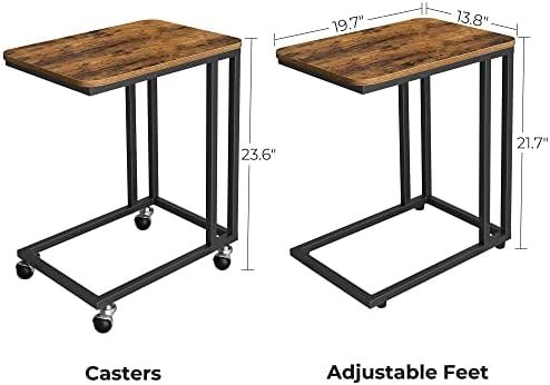 VASAGLE End/ Side Table, TV Tray, C Shaped Snack Table with Metal Frame, Rolling Casters, Industr... | Amazon (US)
