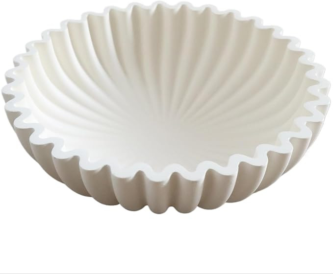 Decorative Bowl for Home Decor - White Large Decorative Fruit Bowls for Coffee Table - Scalloped ... | Amazon (US)