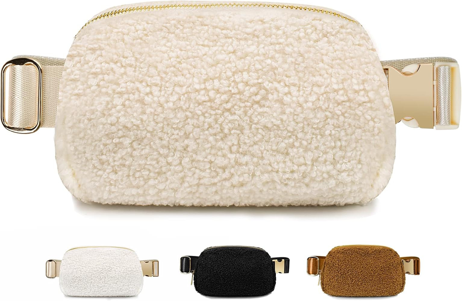 Fleece Belt Bag for Women, Sherpa Fanny Pack Dupes Lemon Bags Crossbody Bag Hip Bum Bag Workout T... | Amazon (US)