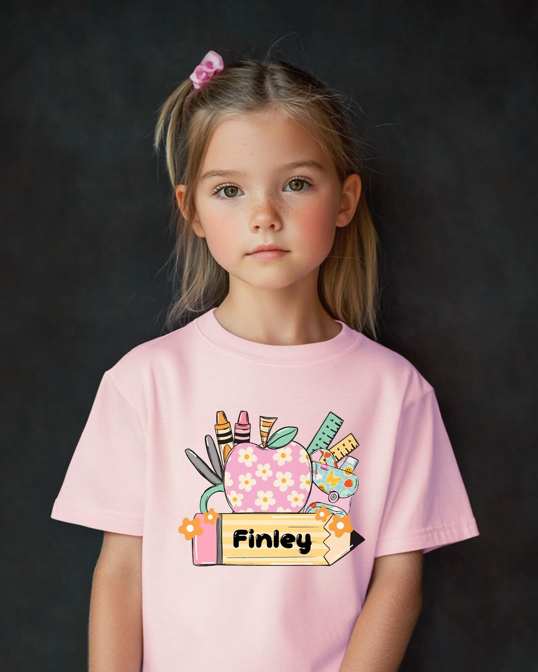 Girls 1st Day of School Shirt | Name Shirt with Ruler & Art Supplies Graphics, Back to School Per... | Etsy (US)