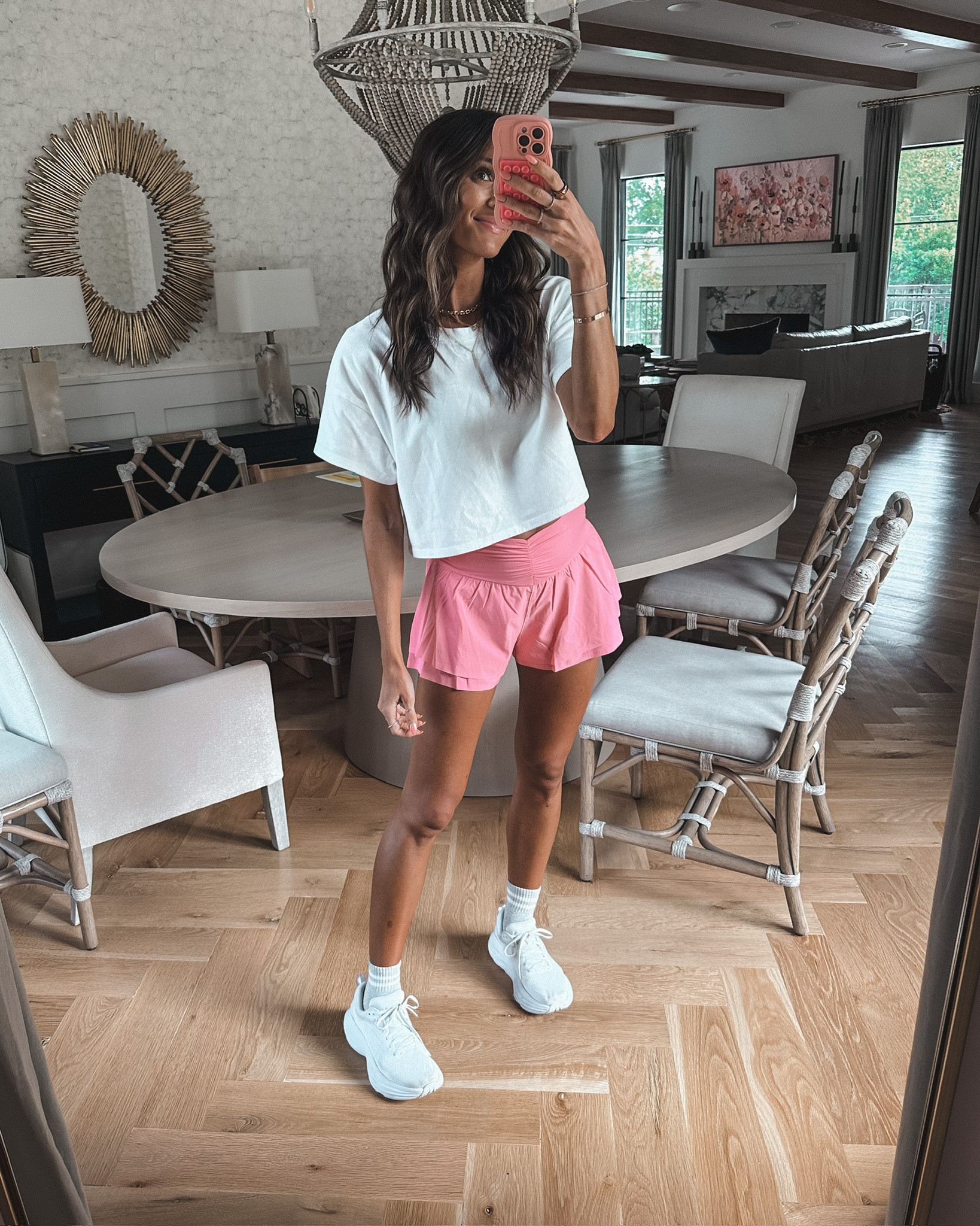 living in this fit! white boxy tee & comfy shorts 🩷 

#LTKshoecrush #LTKfit #LTKbump