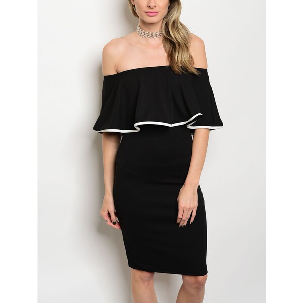 JED Women's Bodycon Ruffled Off Shoulder Little Black Dress | Bed Bath & Beyond