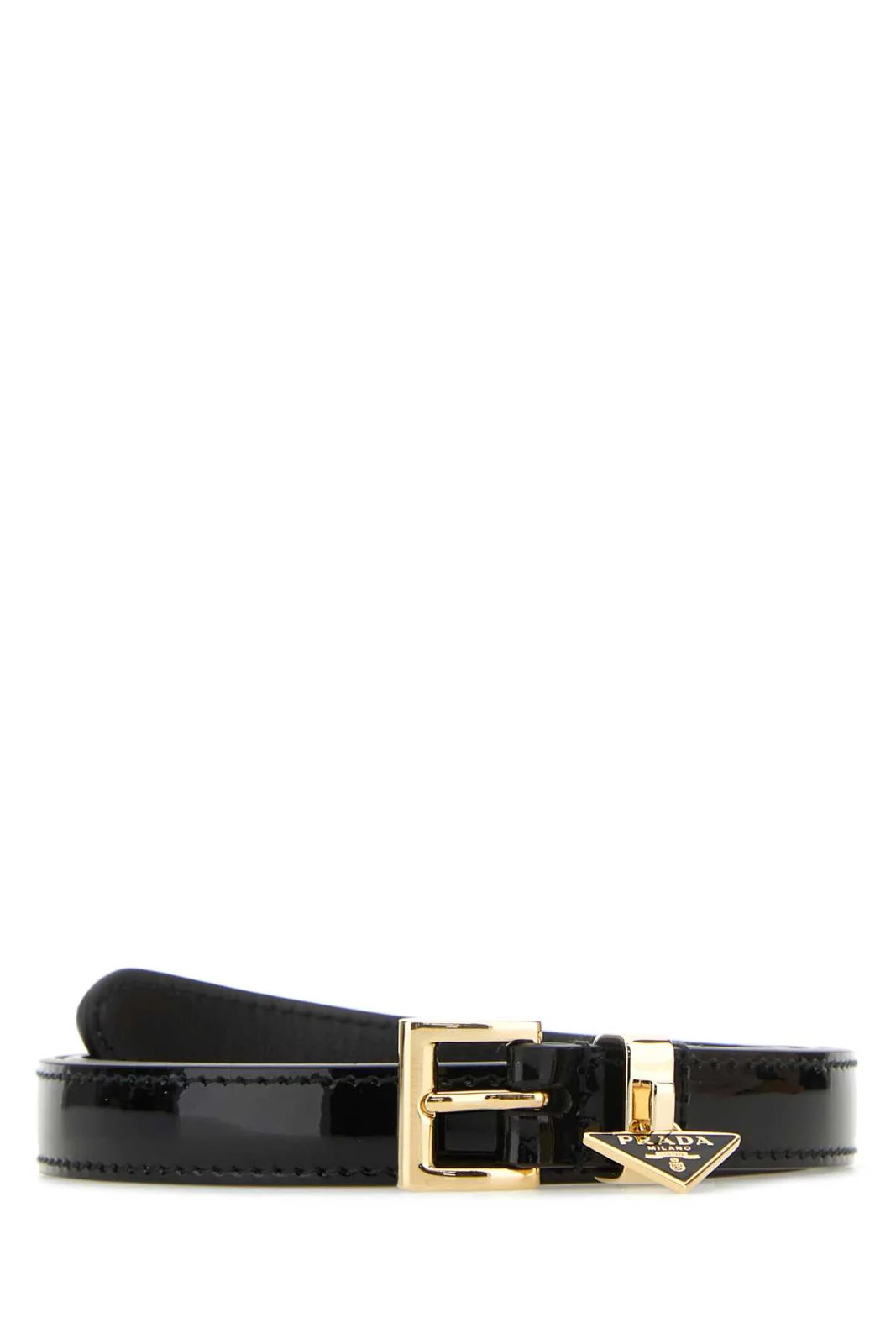 Prada Triangle Logo Plaque Buckle Belt | Cettire Global