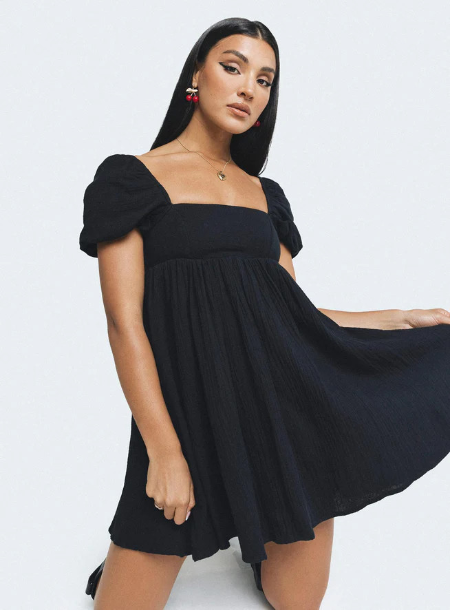 Lorna Short Sleeve Mini Dress Black | Princess Polly US