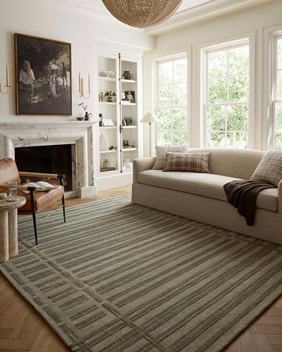 Loloi Chris Loves Julia Bradley Collection, Sage & Olive, 7'-9" x 9'-9" Area Rug – Classic Stri... | Amazon (US)