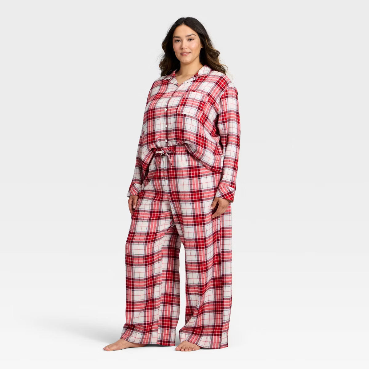 Women's Flannel Long Sleeve Button Down Shirt and Pants Pajama Set - Auden™ | Target