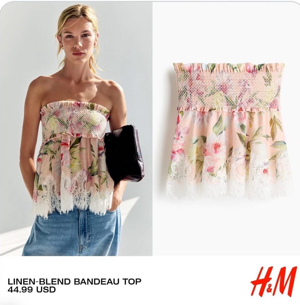 H&M 🔥 Summer affordable finds.
Linen-Blend Bandeau Top