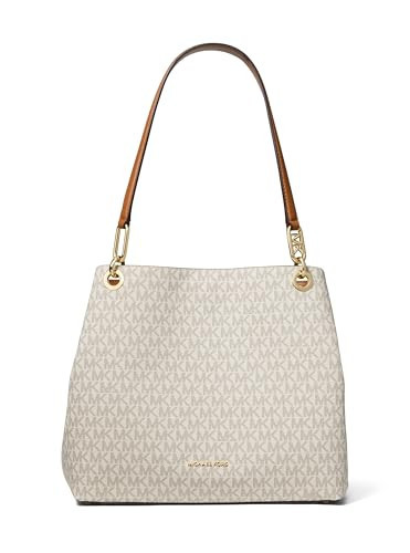 Michael Kors Kensington Large Shoulder Bag Tote Bag, Gold-Tone Hardware/Vanilla/Acorn | Amazon (US)