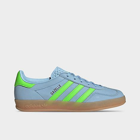adidas Women's Originals Gazelle Casual Shoes in Clear Sky/Solar Green/Gum Size: 13.0 | Finish Line (US)