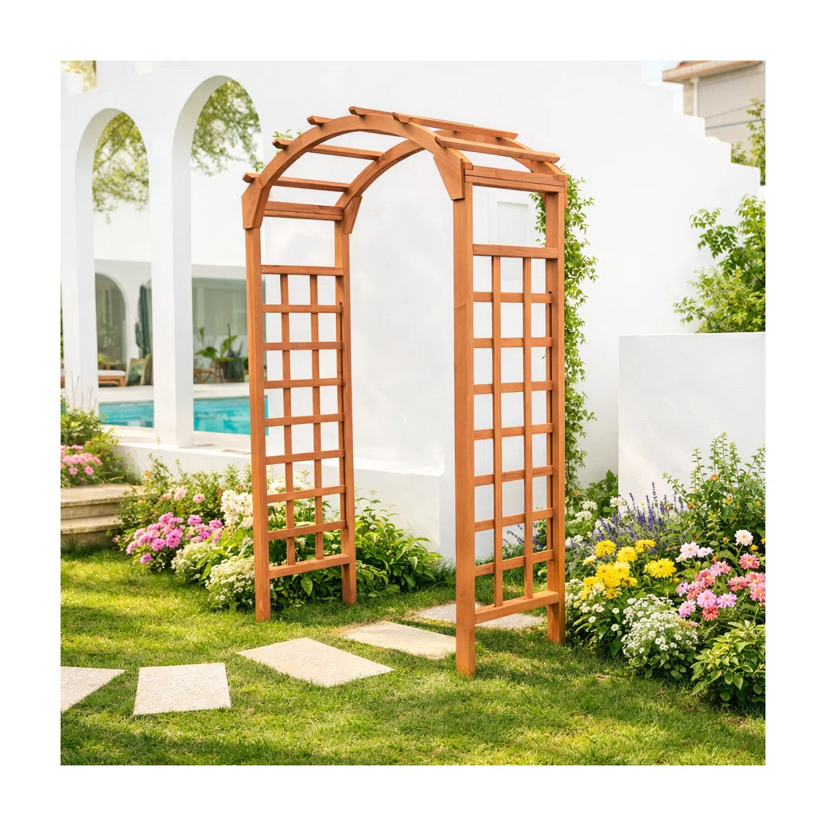 Mimose 47“ W x 19" D Solid Wood Garden Arches Arbor Arch | Wayfair North America