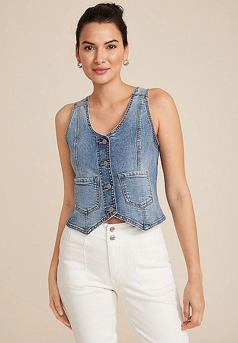 Fitted Denim Vest | Maurices