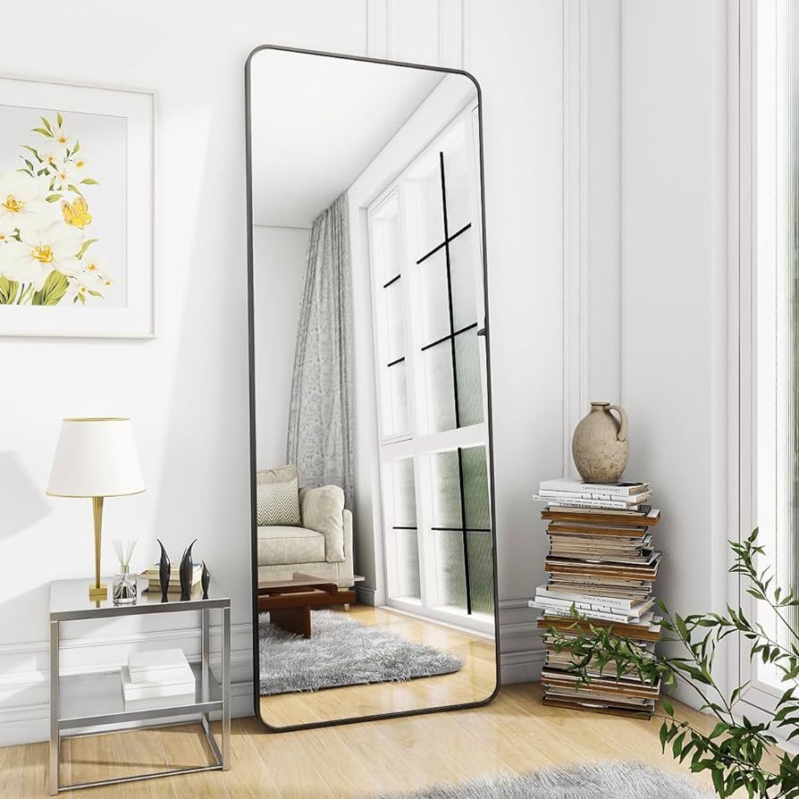 BEAUTYPEAK Black Full Length Mirror, 65"x22" Rounded Corner Floor Mirror Standing Hanging or Lean... | Amazon (US)